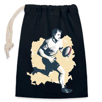 Hervé the rugby player - Closable cotton gift bag (14x20cm) - navy - Front