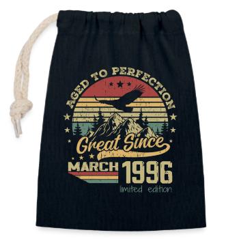 28 years old Aged to Perfection born in March 1996 - Closable cotton gift bag (14x20cm) - navy - Front