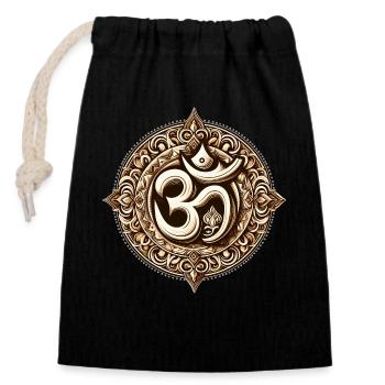 Om Logo Namah Shivaya Mantra Méditation Yoga - Sac cadeau en coton avec cordon (14 x 20 cm) - noir - Devant