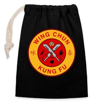 Wing Chun Logo Arts Martiaux Kung Fu Gym Symbole - Sac cadeau en coton avec cordon (14 x 20 cm) - noir - Devant