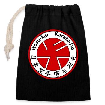Itosu Kai Karaté Arts Martiaux Dojo Logo Symbole - Sac cadeau en coton avec cordon (14 x 20 cm) - noir - Devant