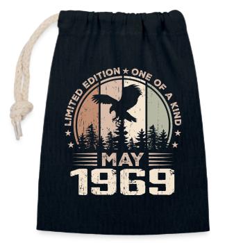 Incomparable since May 1969, 55th Anniversary - Closable cotton gift bag (14x20cm) - navy - Front