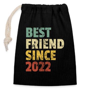 Meilleur ami depuis 2022 Slogan d’anniversaire amusant - Sac cadeau en coton avec cordon (14 x 20 cm) - noir - Devant