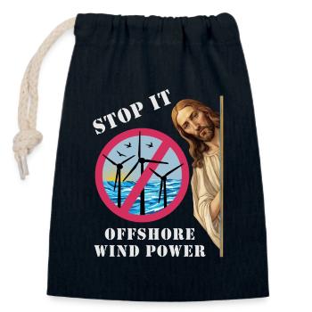 Offshore Wind Power Stop it - Closable cotton gift bag (14x20cm) - navy - Front