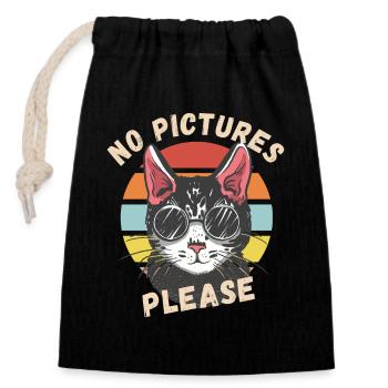 No pictures please - Closable cotton gift bag (14x20cm) - black - Front