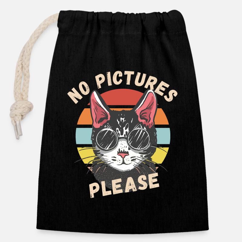 No pictures please - Closable cotton gift bag (14x20cm) - black