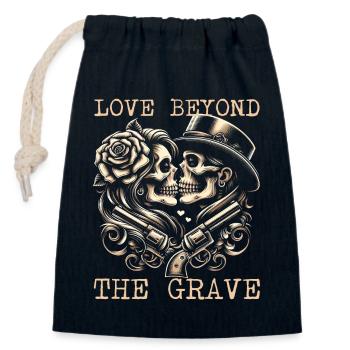 EWIGE LIEBE: LIEBE JENSEITS DES GRABES SCHÄDELKUNST - Verschließbarer Geschenkbeutel aus Baumwolle (14x20cm) - Navy - Vorne