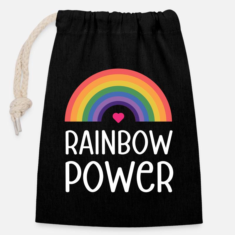 LGBT Pride Monat - Regenbogen Power - Verschließbarer Geschenkbeutel aus Baumwolle (14x20cm) - Schwarz