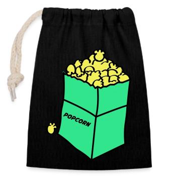 Popcorn 02 - Closable cotton gift bag (14x20cm) - black - Front