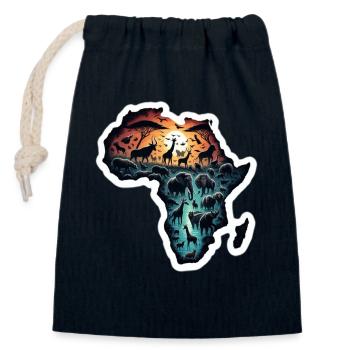 Afrique Aventure - Sac cadeau en coton avec cordon (14 x 20 cm) - bleu marine - Devant