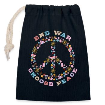 Krieg beenden, Frieden wählen - Friedenszeichen mi - Verschließbarer Geschenkbeutel aus Baumwolle (14x20cm) - Navy - Vorne