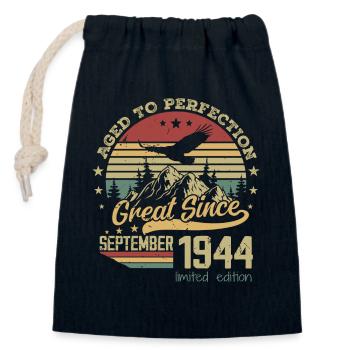 80 Years Old To Perfection Born: September 1944 - Closable cotton gift bag (14x20cm) - navy - Front