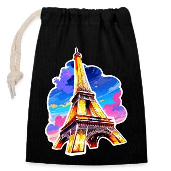 Eiffel tower #22 - Closable cotton gift bag (14x20cm) - black - Front