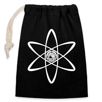 Atomic Utopia - Atom Emblem in White - Closable cotton gift bag (14x20cm) - black - Front