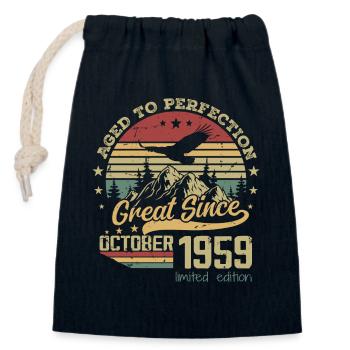 65 years old Aged to Perfection born: October 1959 - Closable cotton gift bag (14x20cm) - navy - Front