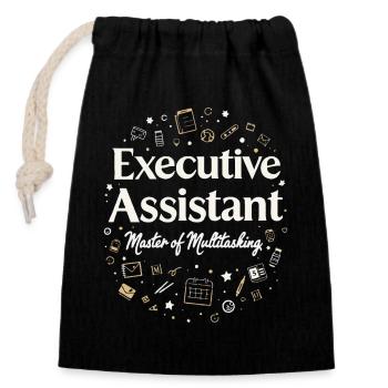 Assistent der Geschäftsführung Multitasking Expert - Verschließbarer Geschenkbeutel aus Baumwolle (14x20cm) - Schwarz - Vorne