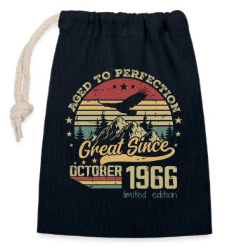 58 years old Aged to perfection born: October 1966 - Closable cotton gift bag (14x20cm) - navy - Front