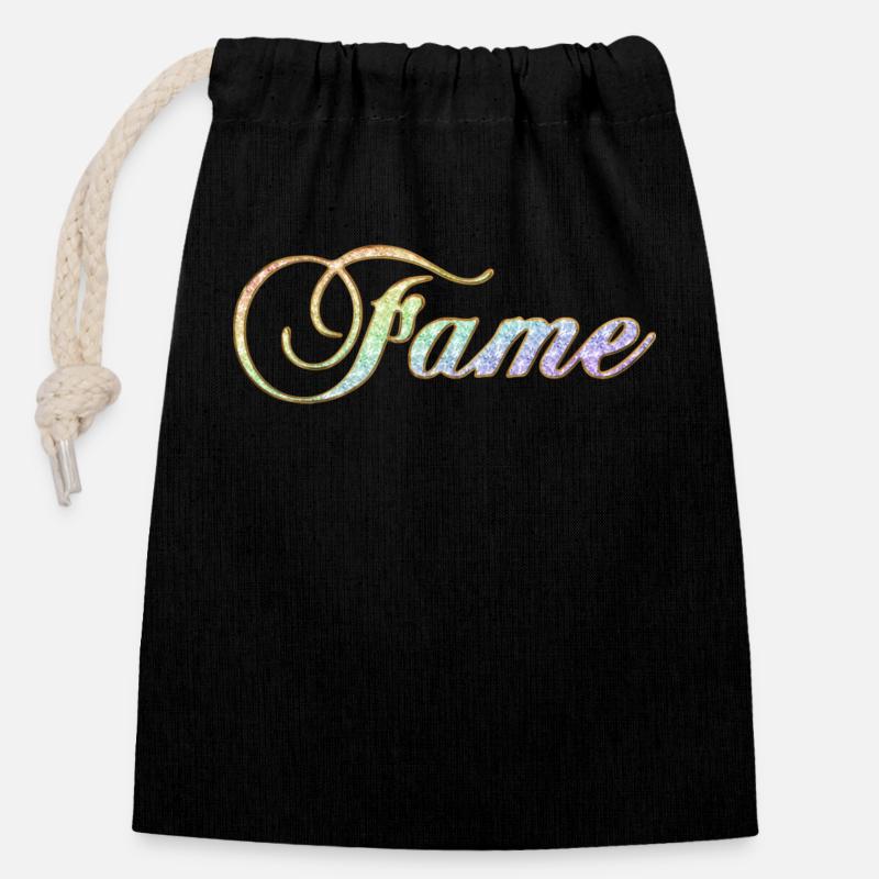 Fame Diamond Rainbow frech cooler Schriftzug - Verschließbarer Geschenkbeutel aus Baumwolle (14x20cm) - Schwarz