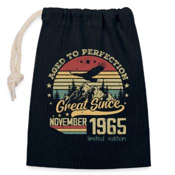 59 years old Aged to perfection born: November 1965 - Closable cotton gift bag (14x20cm) - navy - Front