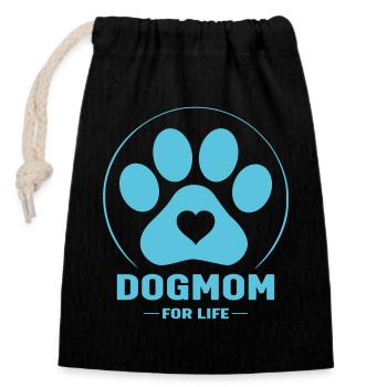 Maman chienne pour la vie - Sac cadeau en coton avec cordon (14 x 20 cm) - noir - Devant