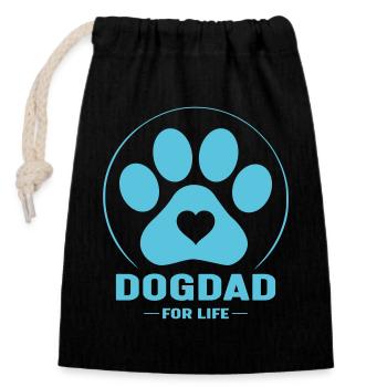 Chien papa pour la vie - Sac cadeau en coton avec cordon (14 x 20 cm) - noir - Devant