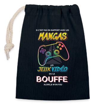 Mangas Jeux Vidéo Néon Bouffe - Sac cadeau en coton avec cordon (14 x 20 cm) - bleu marine - Devant