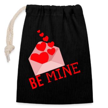Be Mine - Closable cotton gift bag (14x20cm) - black - Front