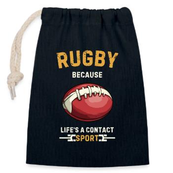 Rugby Because Life's a Contact Sport - Closable cotton gift bag (14x20cm) - navy - Front
