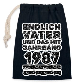 1987 - Verschließbarer Geschenkbeutel aus Baumwolle (14x20cm) - Navy - Vorne