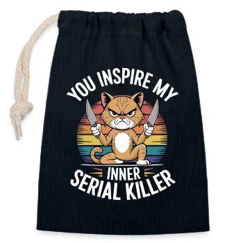You Inspire My Inner Serial Killer - Closable cotton gift bag (14x20cm) - navy - Front