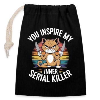 You Inspire My Inner Serial Killer - Closable cotton gift bag (14x20cm) - black - Front