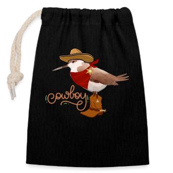 Kiwi Bird in Cowboy Style with Boots and Hat - Closable cotton gift bag (14x20cm) - black - Front