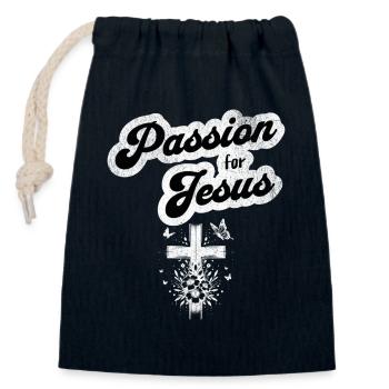Passion für Jesus Christliches Motiv - Verschließbarer Geschenkbeutel aus Baumwolle (14x20cm) - Navy - Vorne