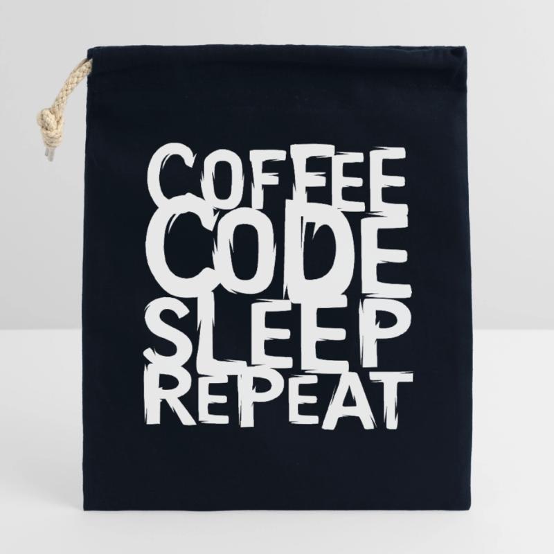 coffee code Programmer - Computer Science Work Logo Closable cotton gift bag (14x20cm)