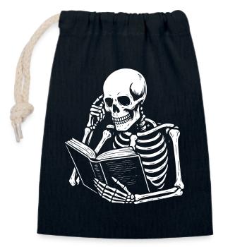 Livre de lecture élégant sur les squelettes - Sac cadeau en coton avec cordon (14 x 20 cm) - bleu marine - Devant