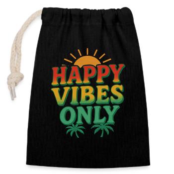 Summer Festival Happy Vibes Palm Paradise - Closable cotton gift bag (14x20cm) - black - Front