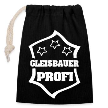 Track builders - Closable cotton gift bag (14x20cm) - black - Front
