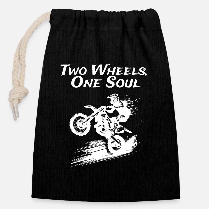 Deux roues, une âme - Sac cadeau en coton avec cordon (14 x 20 cm) - noir