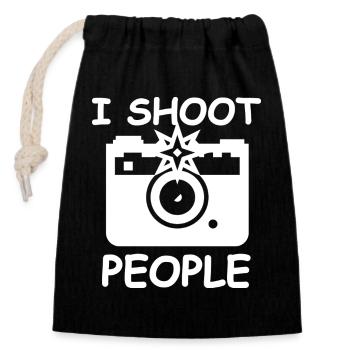 I Shoot People Tee Caméra - Sac cadeau en coton avec cordon (14 x 20 cm) - noir - Devant