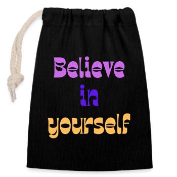 Believe in Yourself Retro Gradient - Verschließbarer Geschenkbeutel aus Baumwolle (14x20cm) - Schwarz - Vorne