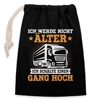 Fernfahrer LKW Fahrer Lastwagenfahrer Trucker - Verschließbarer Geschenkbeutel aus Baumwolle (14x20cm) - Schwarz - Vorne