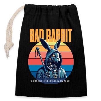 Bad Rabbit - Verschließbarer Geschenkbeutel aus Baumwolle (14x20cm) - Schwarz - Vorne