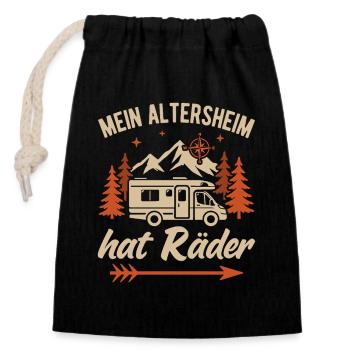Camping Opa Camper Rentner Wohnmobil Ruhestand - Verschließbarer Geschenkbeutel aus Baumwolle (14x20cm) - Schwarz - Vorne