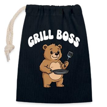 Grill Bear Cooking Design - Sac cadeau en coton avec cordon (14 x 20 cm) - bleu marine - Devant