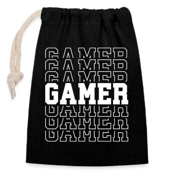 Gamer - Verschließbarer Geschenkbeutel aus Baumwolle (14x20cm) - Schwarz - Vorne