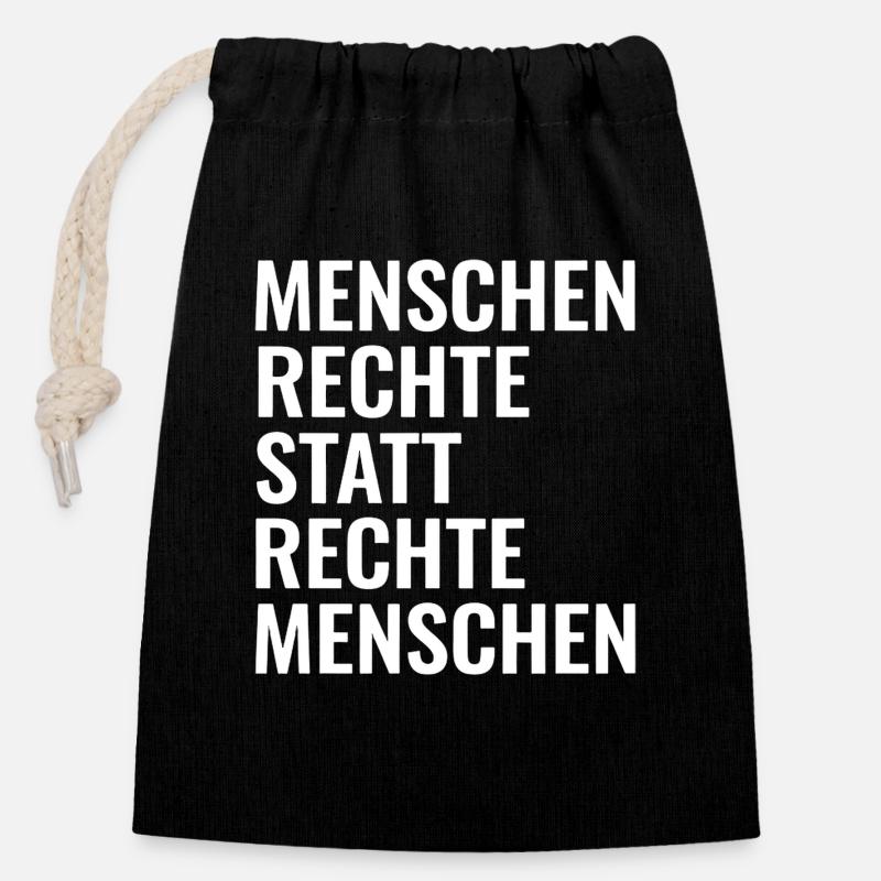 Menschenrechte statt rechte Menschen Antirechts - Verschließbarer Geschenkbeutel aus Baumwolle (14x20cm) - Schwarz