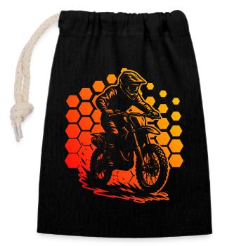 Conception compacte du motocross - Sac cadeau en coton avec cordon (14 x 20 cm) - noir - Devant