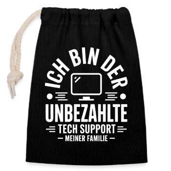 Unbezahlter Tech Support Familie - Verschließbarer Geschenkbeutel aus Baumwolle (14x20cm) - Schwarz - Vorne