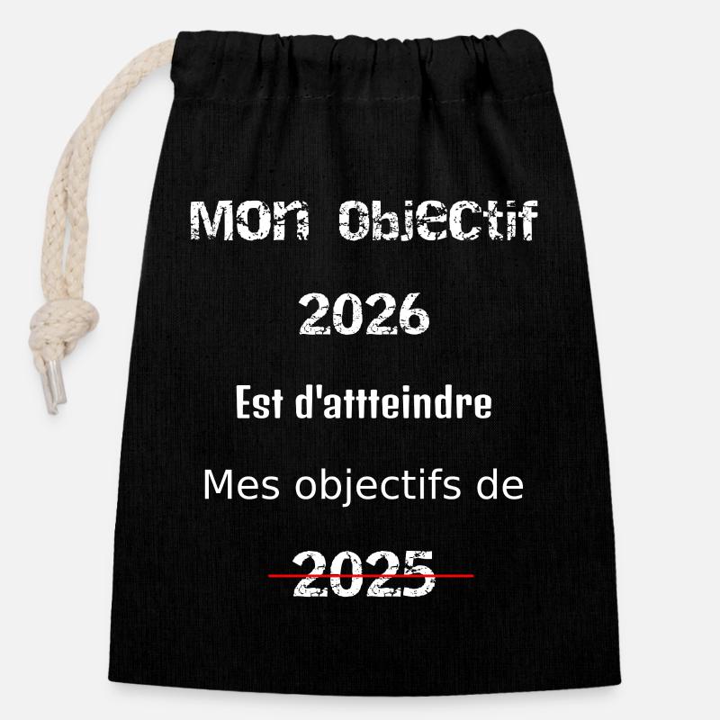 My 2026 goal: to exceed 2025 - Closable cotton gift bag (14x20cm) - black