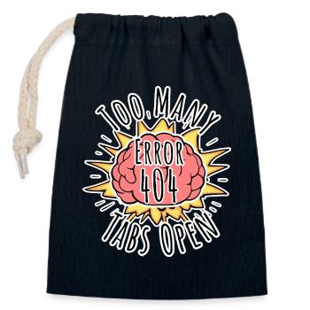 Brain Error 404 - Too many tabs open! Boom! - Closable cotton gift bag (14x20cm) - navy - Front